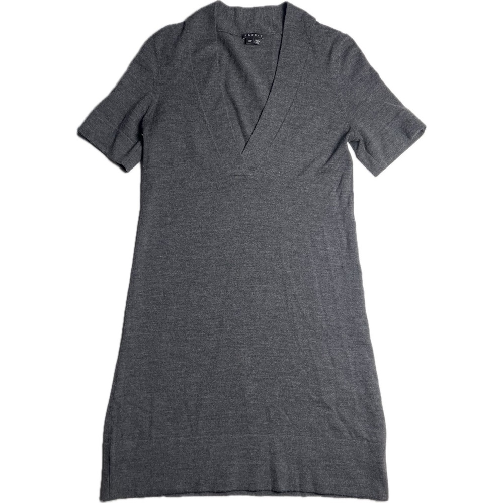 Theory Gray Wool Dress V Neck Women’s Size Small